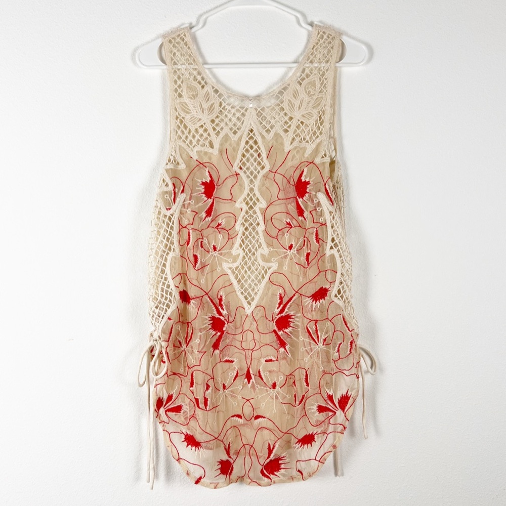 Free People Sheer Crochet Meadow Festival Top Size Medium - Picture 4 of 5